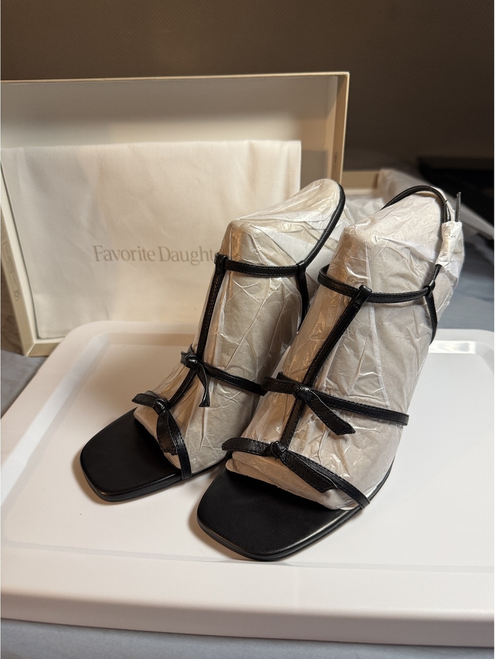 Favorite Daughter Black Strappy Leather Heeled Sandals Size 7.5